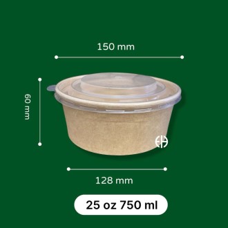 Bowl kraft 750ml con tapa 300 unids