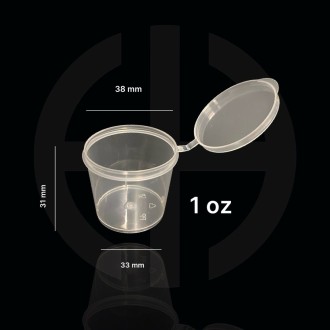 Pocillo con tapa bisagra para salsas 1 oz 2000 unids.