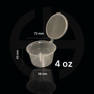Pocillo con tapa bisagra para salsas 4 oz 1000 unids.