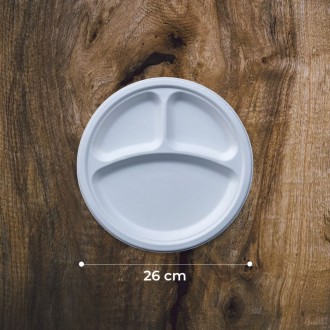plato biodegradable 3 divisiones 26cm  500 unids.