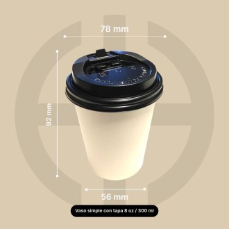 vaso kraft 8 oz con tapa 1000 unids.