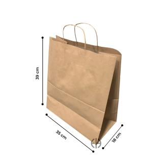bolsa kraft con manilla 35x18x39cm 250 unids.