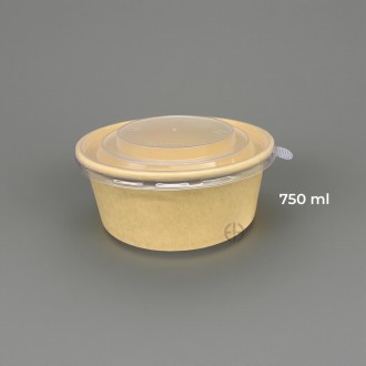 Bowl kraft 750ml con tapa 300 unids