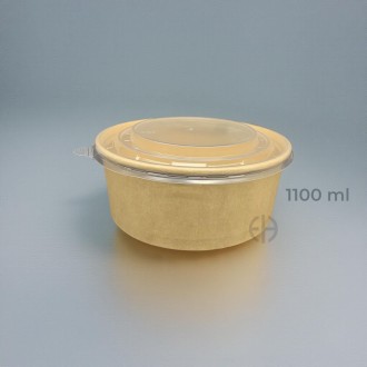 bowl kraft 1100ml con tapa pp 300 unidades