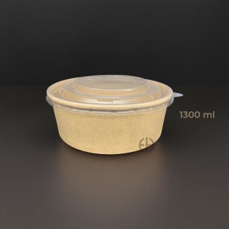 bowl kraft 1300ml con tapa 300 unids