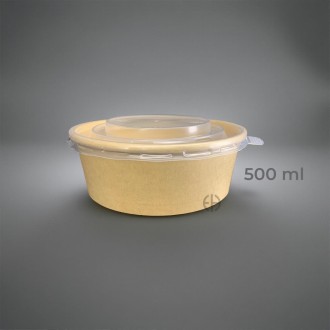 Bowl kraft 500ml con tapa pp 300 unids