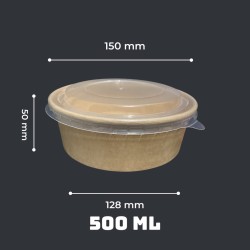 Bowl kraft 500ml con tapa 300 unids