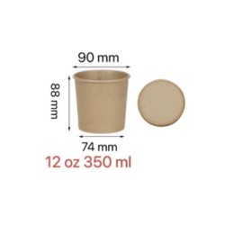 Pote kraft con tapa 12oz 500 unids