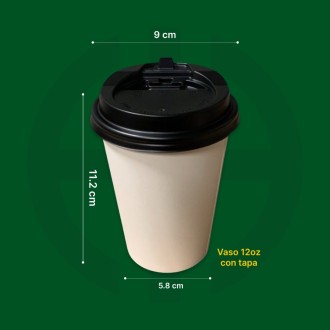 vaso kraft 12 oz con tapa 1000 unids.