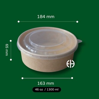 bowl kraft 1300ml con tapa 300 unids